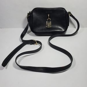Dana Buchman Lock Black Genuine Leather Mini Crossbody